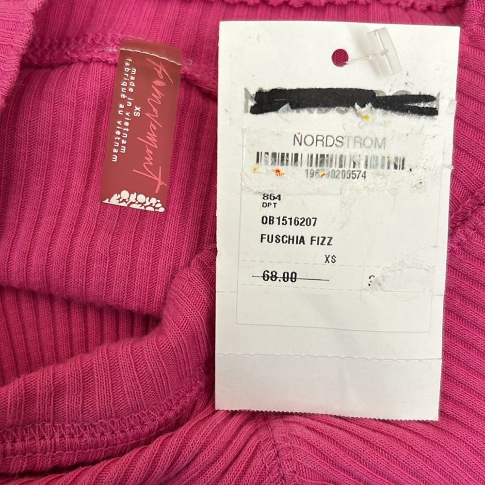 NWOT Free People Movement Laura Mock Neck Ribbed Top in Fuchsia Fizz size XS - Picture 11 of 12